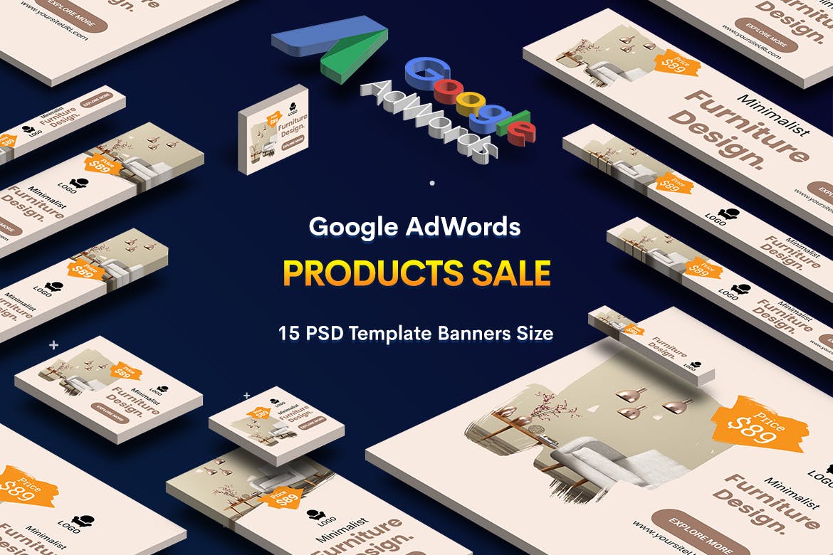 15款单品促销谷歌广告Banner图设计模板 Product Sale Banners Ad插图(1)