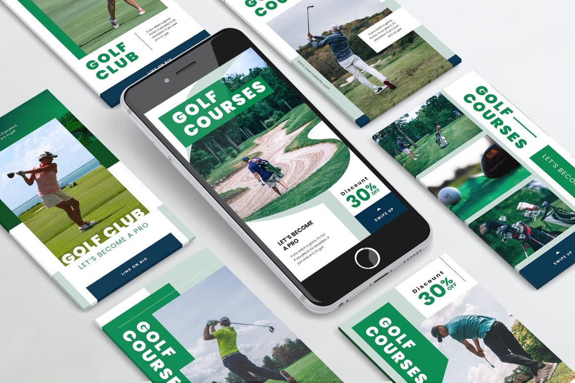 高尔夫球场/俱乐部Instagram社交媒体品牌故事推广PSD&AI模板素材库精选 Golf Competition Instagram Stories PSD & AI插图(3)
