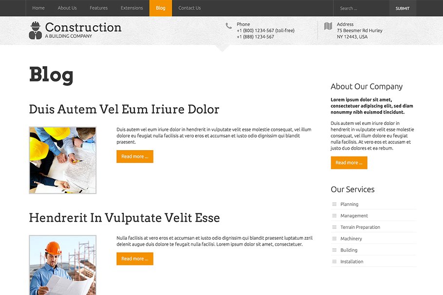 房地产开发商响应式企业网站模板16图库精选  Hot Construction插图(8)