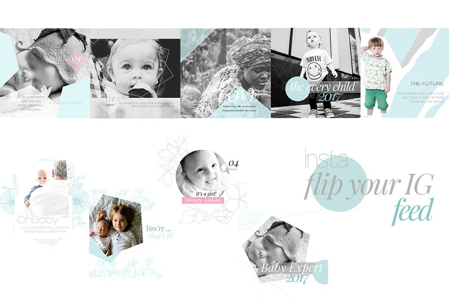 婴幼主题社交媒体贴图模板16设计网精选 Purposh, Social Media Template Promo插图(4)