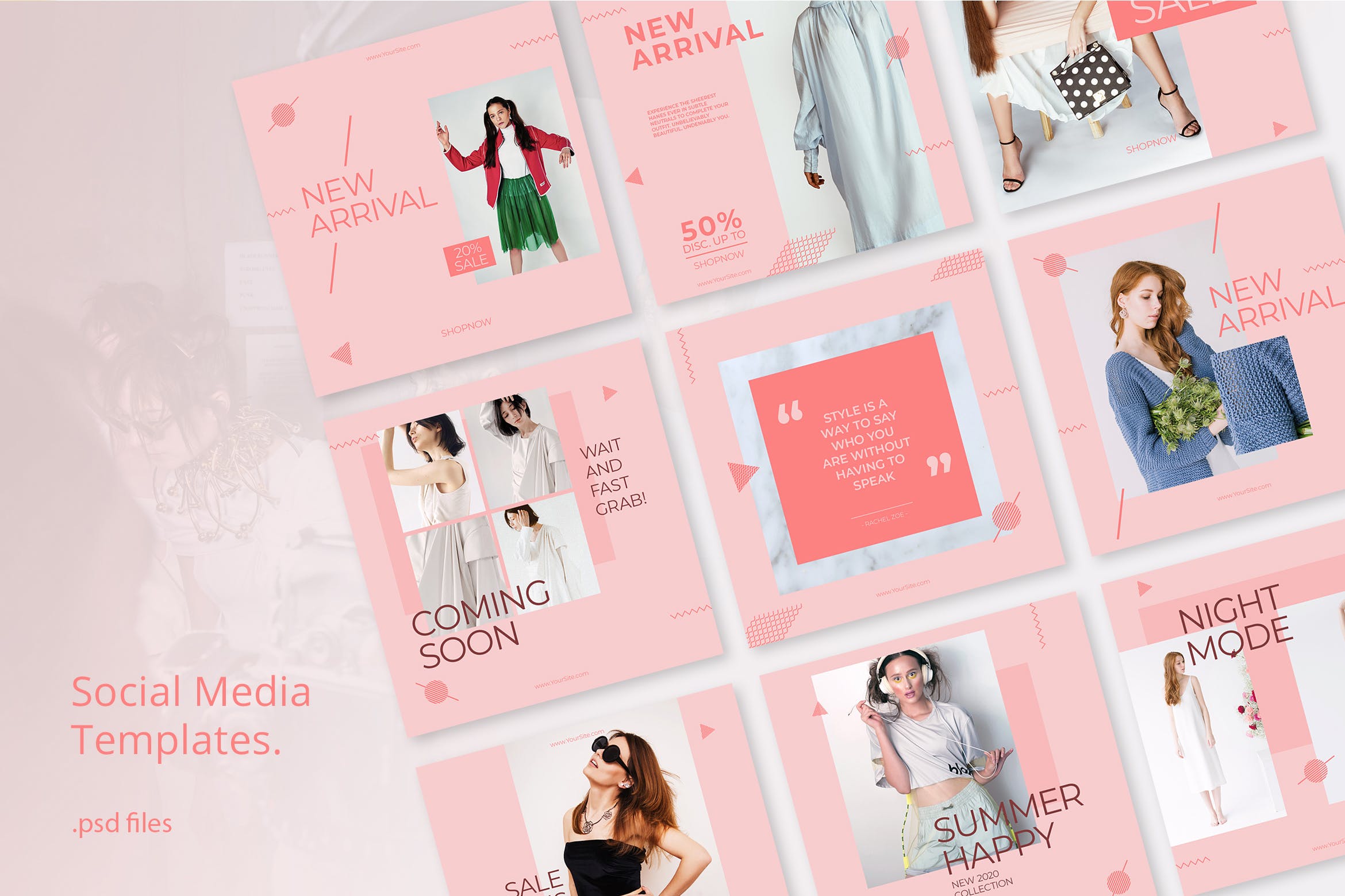 极简主义设计风格时尚主题社交媒体推广素材包 Social Media Kit Fashion Minimalis插图