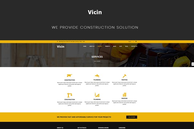 建筑维修服务企业网站HTML模板素材库精选 Vicin | Multipurpose Construction & Plumbing HTML插图(2)