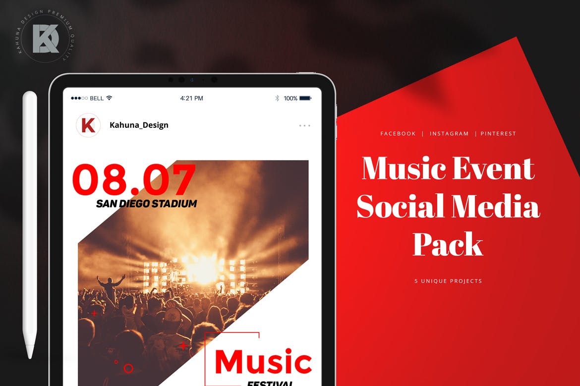音乐活动社交宣传素材库精选广告模板素材 Music Event Social Media Pack插图(1)