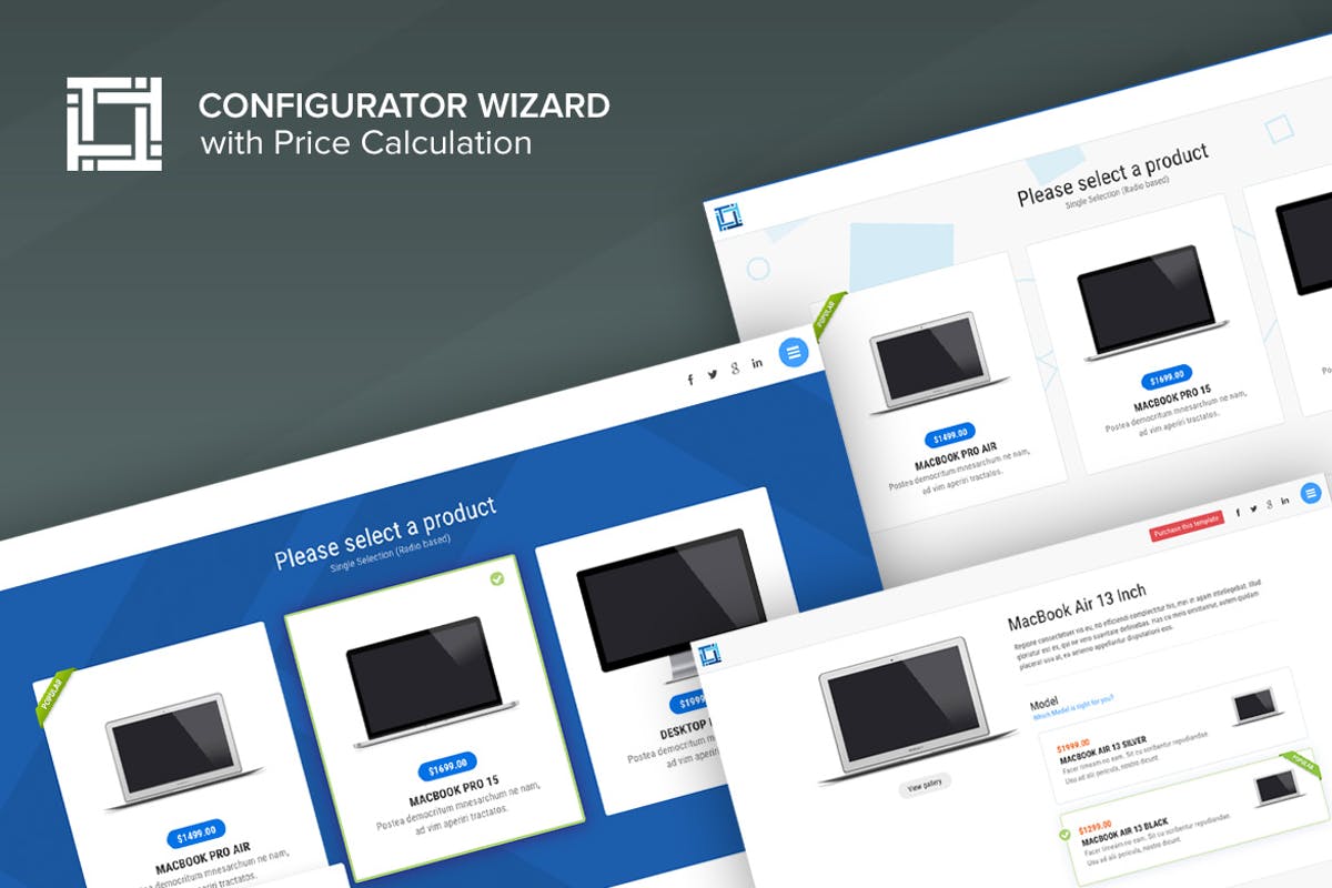 笔记本电脑电商网站HTML模板普贤居精选 Configurator – Working Configurator Wizard插图