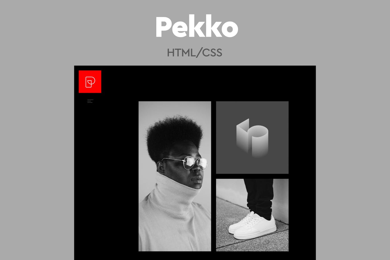 极简设计风格作品展示网站HTML模板素材库精选 Pekko – Minimal Black HTML Template插图