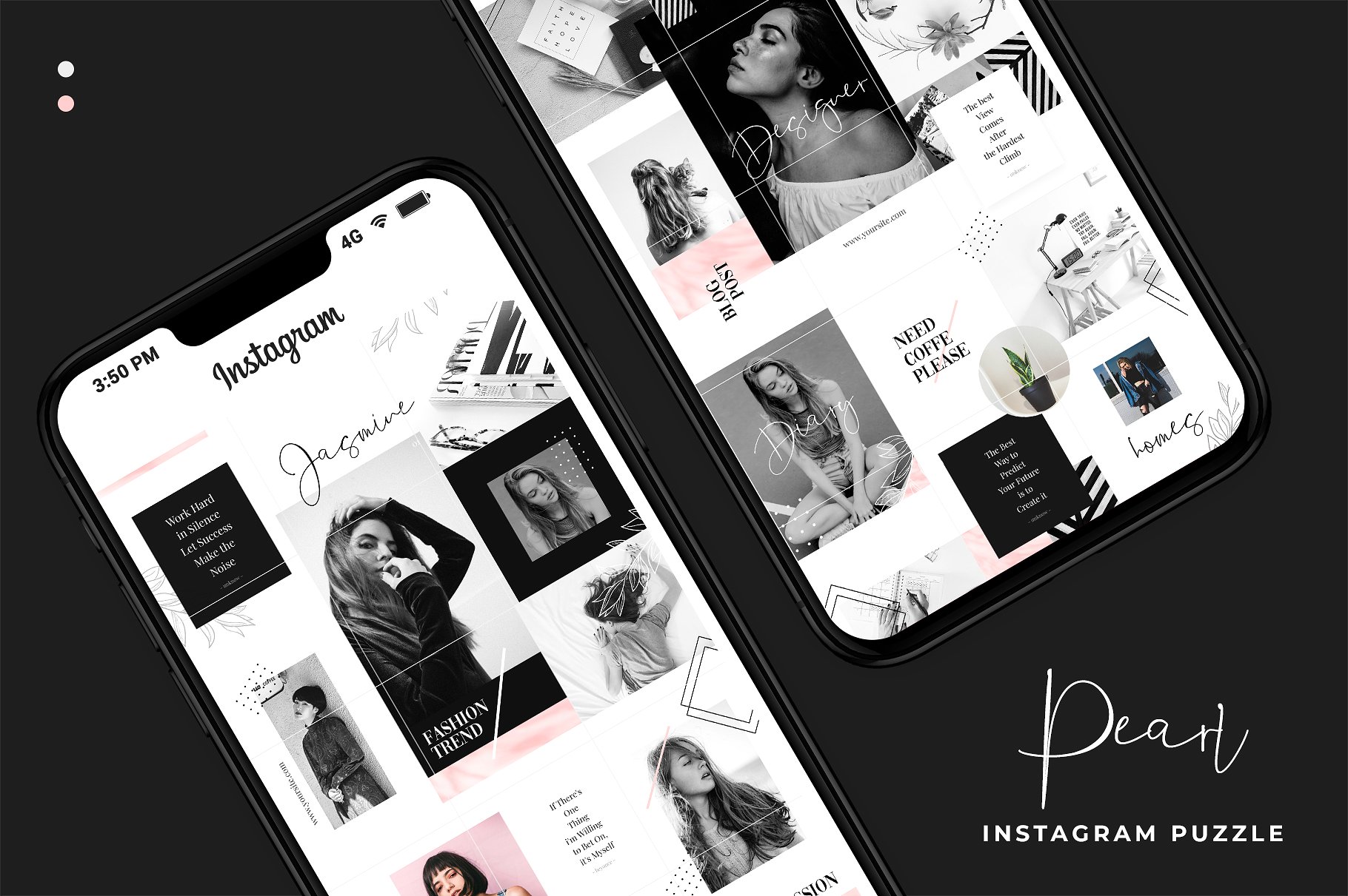 现代黑色主题的instagram社交媒体模板16设计网精选 Instagram Puzzle – Pearl [psd]插图(4)
