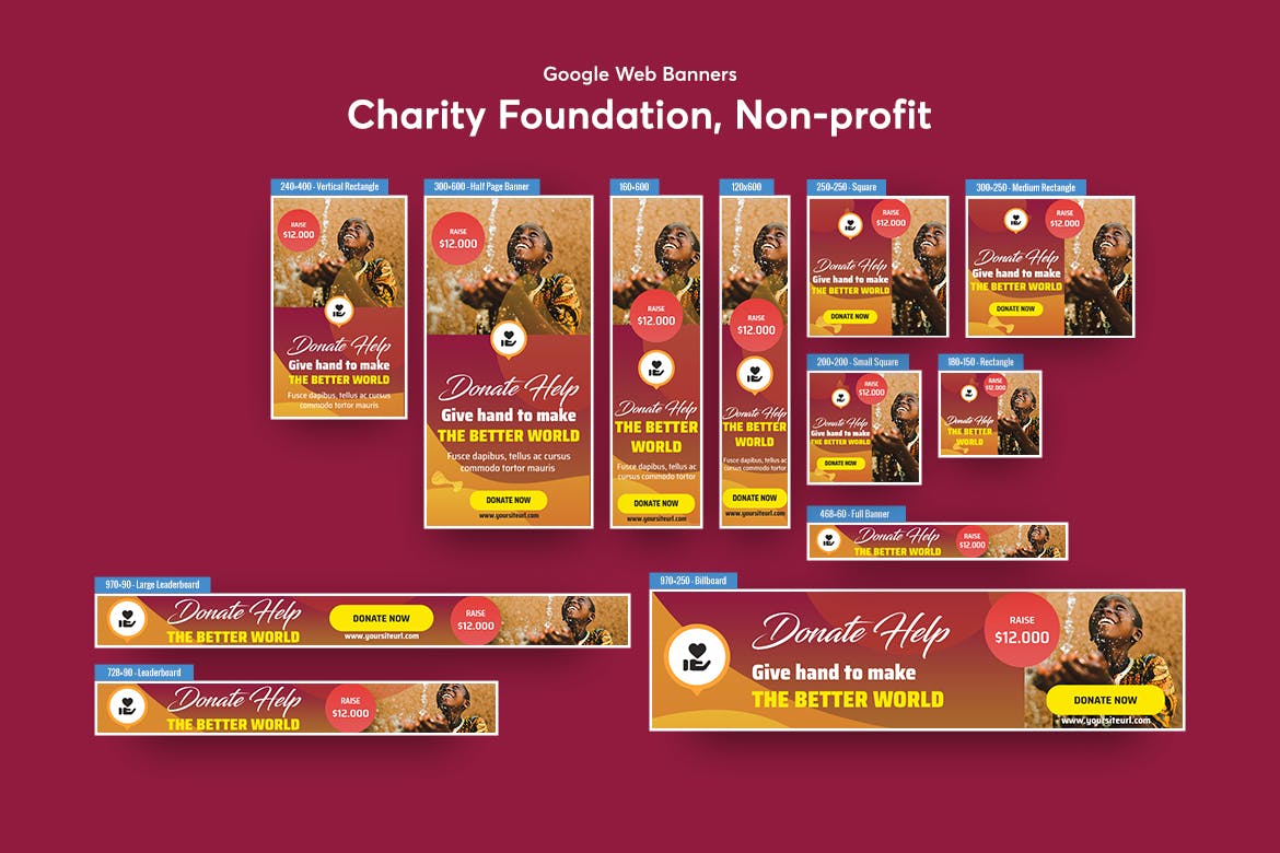 慈善基金会非营利组织推广Banner16设计网精选广告模板 Charity Foundation, Non-profit Banners Ad插图(1)