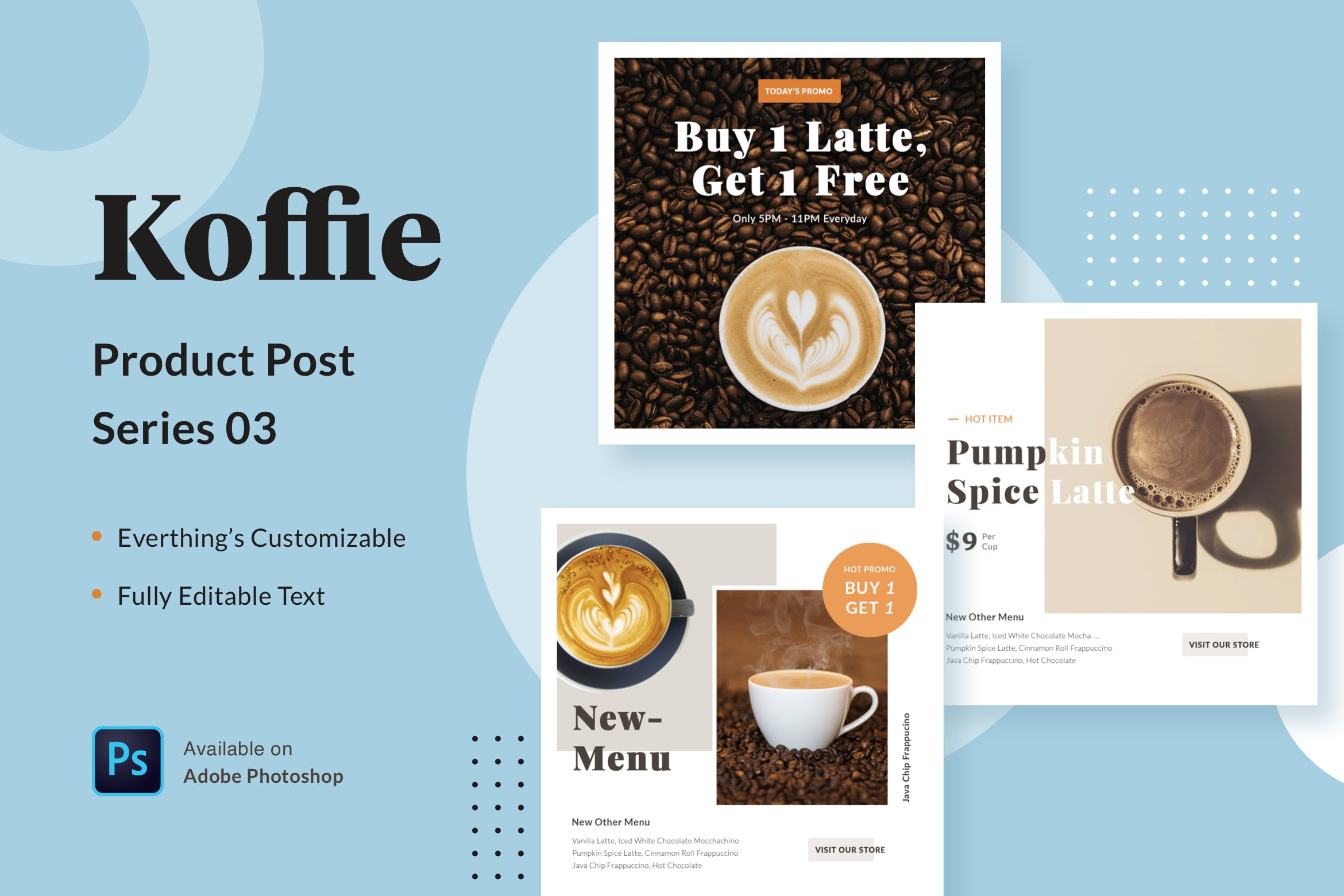 高端咖啡品牌广告设计PSD模板v03 Koffie Product – Series 03插图