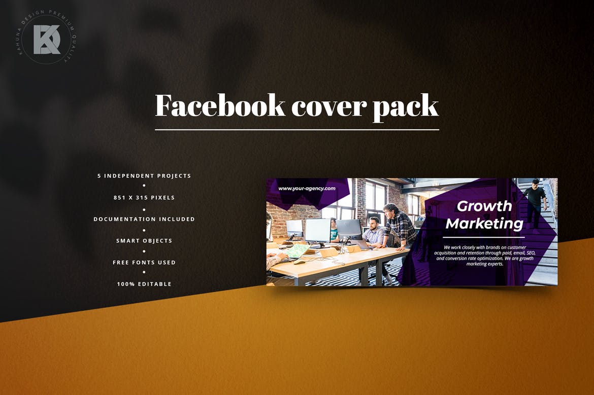 Facebook主页业务推广封面设计模板素材库精选素材 Business Facebook Cover Pack插图(2)
