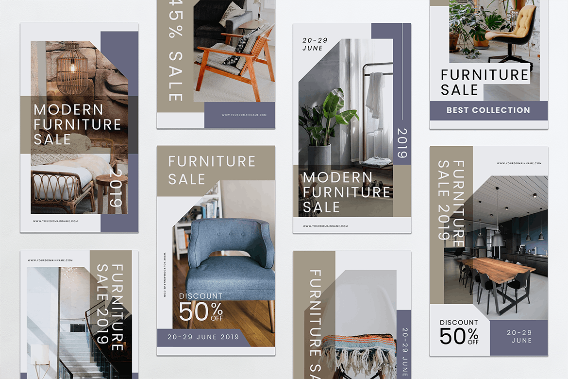 家具品牌故事推广Instagram社交推广设计素材PSD&AI模板素材库精选 Furniture Instagram Stories PSD & AI Template插图(1)