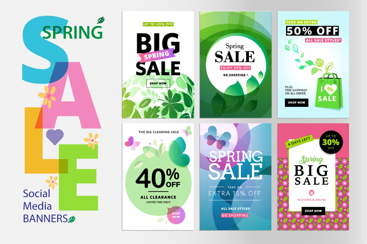 春季促销主题网站广告Banner图素材v3 Spring sale banners插图