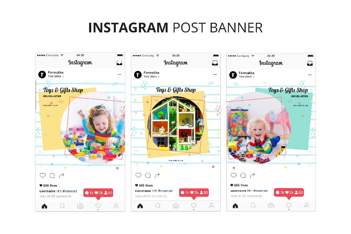 玩具及礼品店Instagram广告贴图设计模板素材库精选 Toys & Gift Shop Instagram Post Banner插图(2)