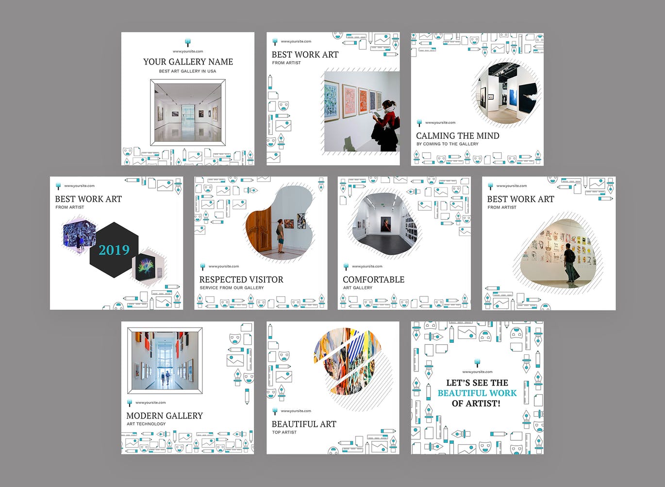 创意艺术展览主题Instagram信息流广告设计模板素材中国精选 Konst – Instagram Feeds Pack插图(1)