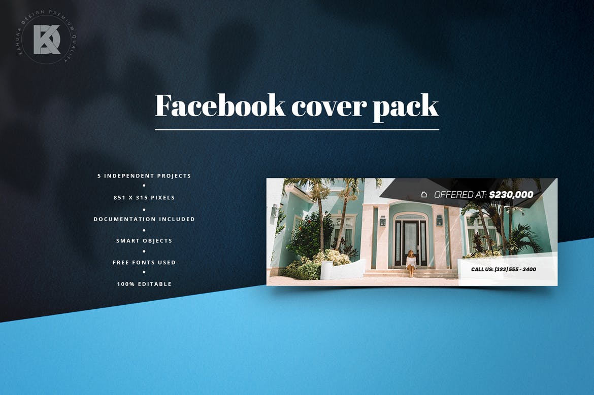 房地产商社交推广Facebook主页封面设计模板素材库精选 Real Estate Facebook Cover插图(4)