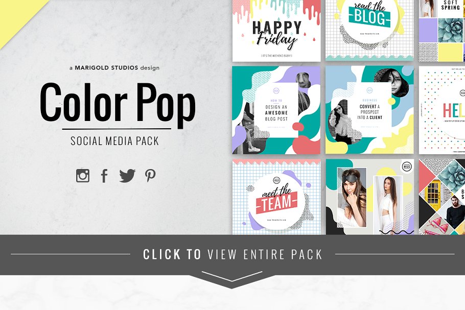 色彩缤纷风格社交媒体贴图素材包 COLOR POP | Social Media Pack插图(11)