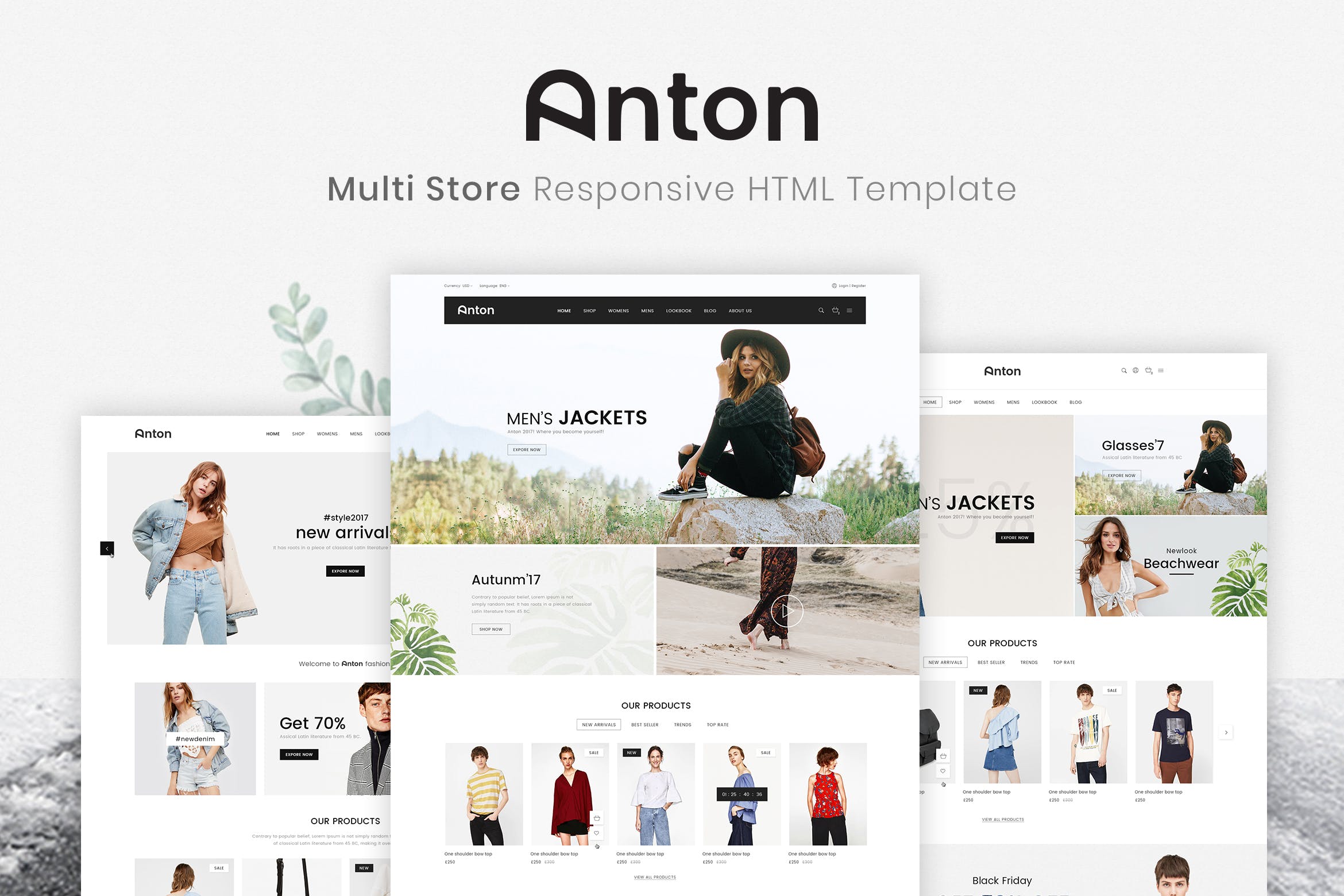 响应式时尚服饰网上商城HTML模板素材库精选素材 Anton | Multi Store Responsive HTML Template插图