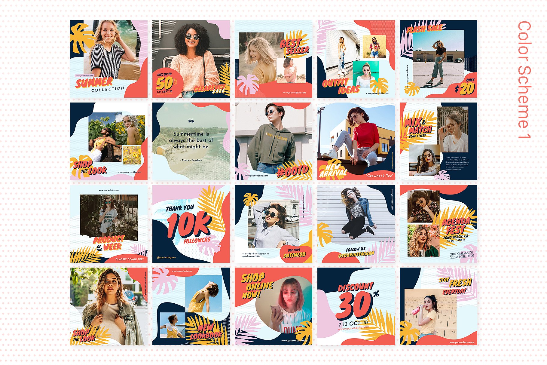 时尚生活方式社交媒体文章贴图模板16设计网精选 Instagram Bundle – Summertime插图(4)