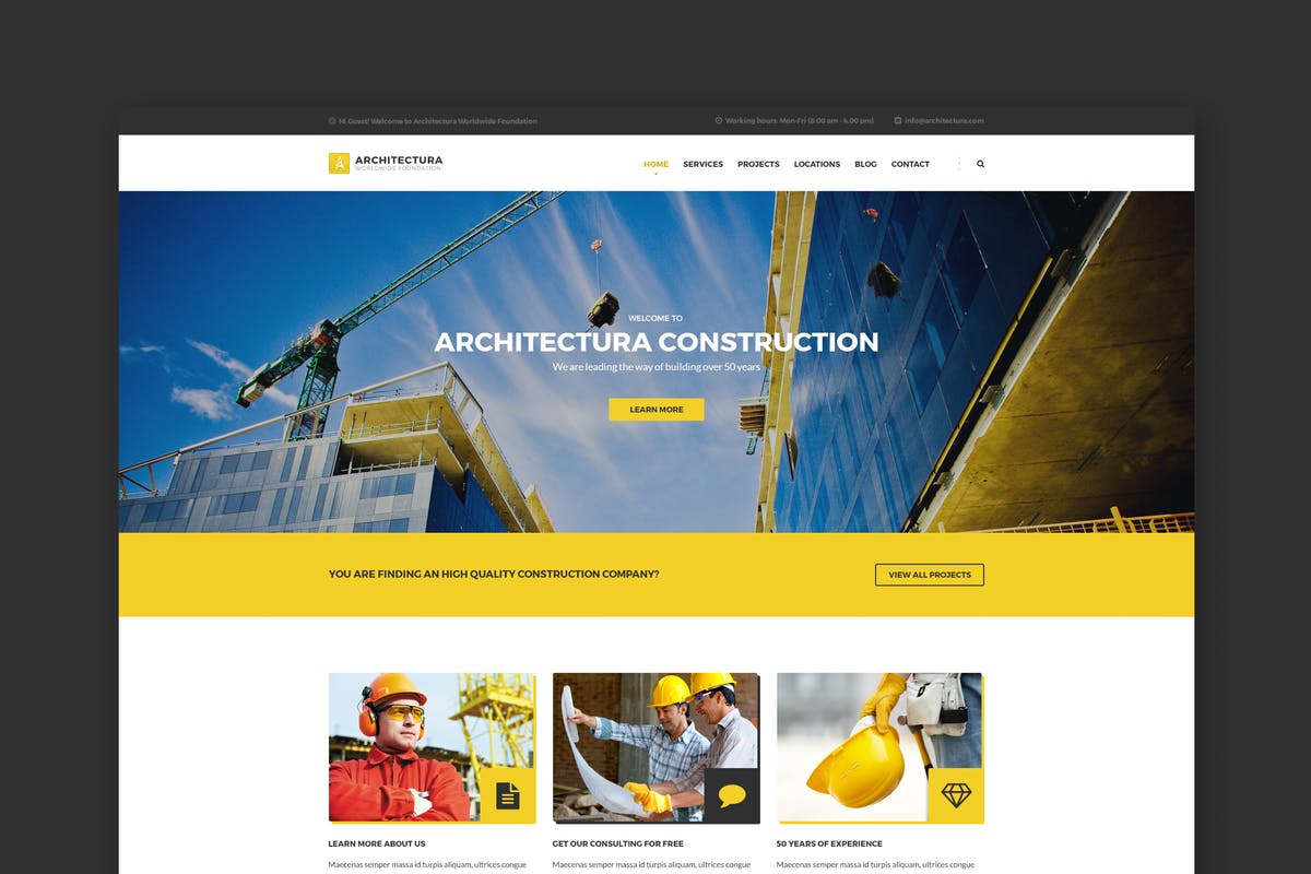 建筑主题网站PSD模板16设计网精选 Architectura – Construction & Building PSD Templat插图