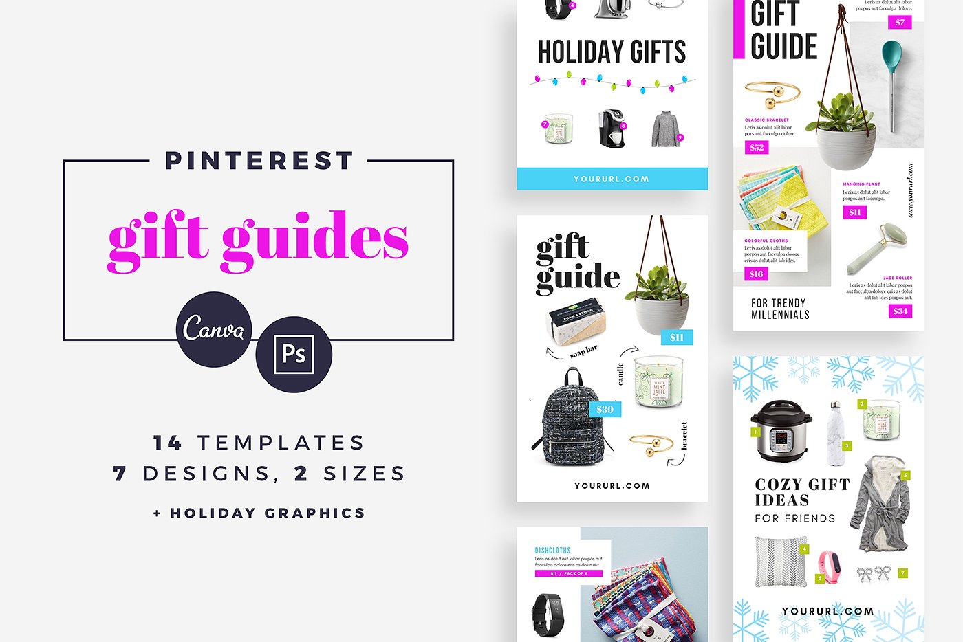 礼品指南社交媒体模板非凡图库精选 Gift Guide Pinterest Templates [psd]插图