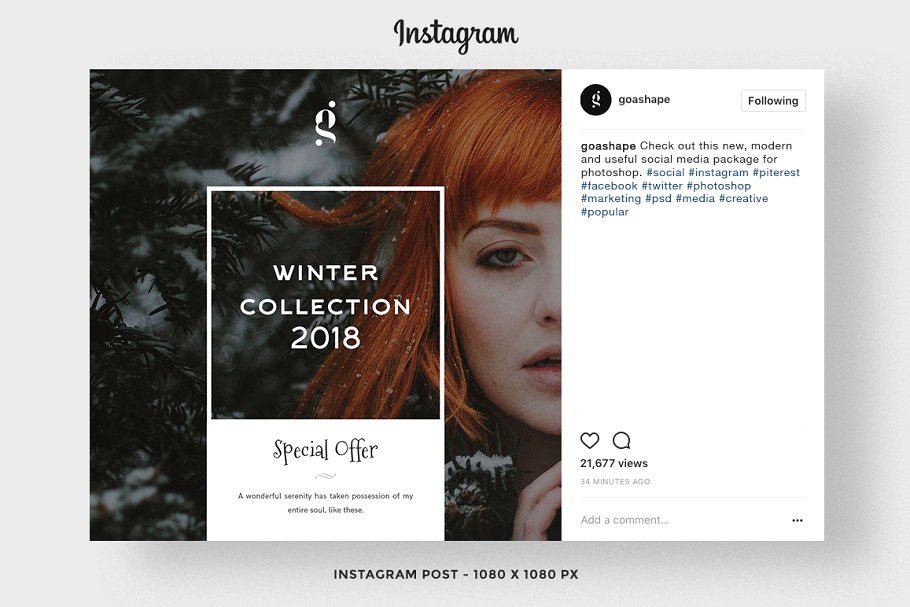 圣诞冬季主题社交媒体贴图模板16设计网精选 XMAS Stylish Social Media Pack插图(3)