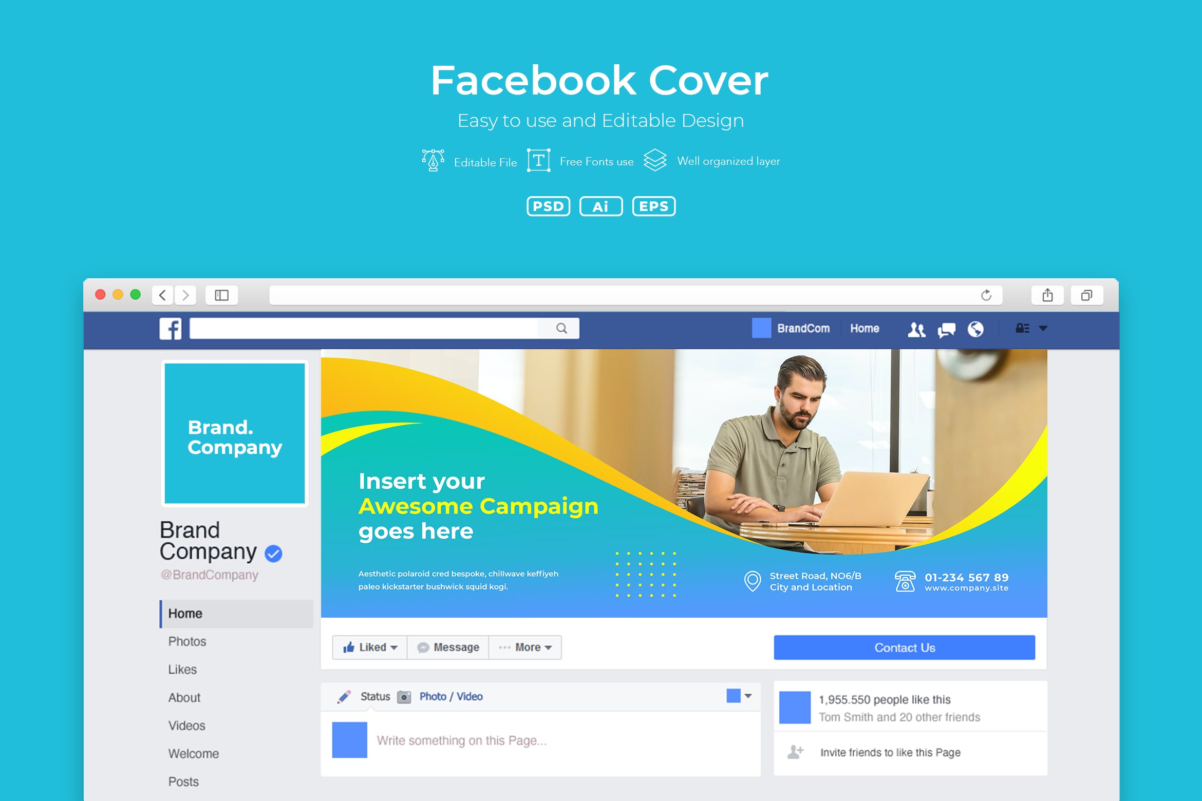 企业商务主题Facebook主页封面设计模板素材库精选v2.5 ADL Facebook Cover.v2.5插图