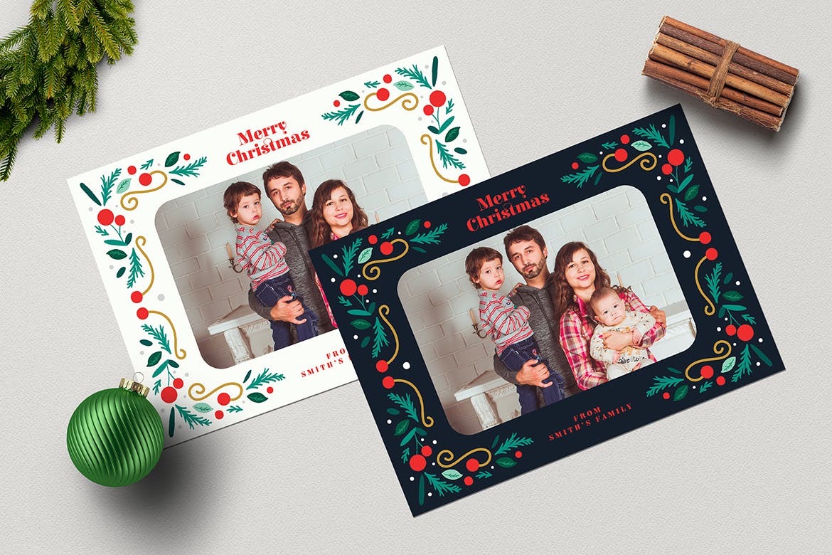 圣诞节照片明信片&Instagram贴图设计模板素材库精选 Christmas PhotoCards +Instagram Post插图(1)