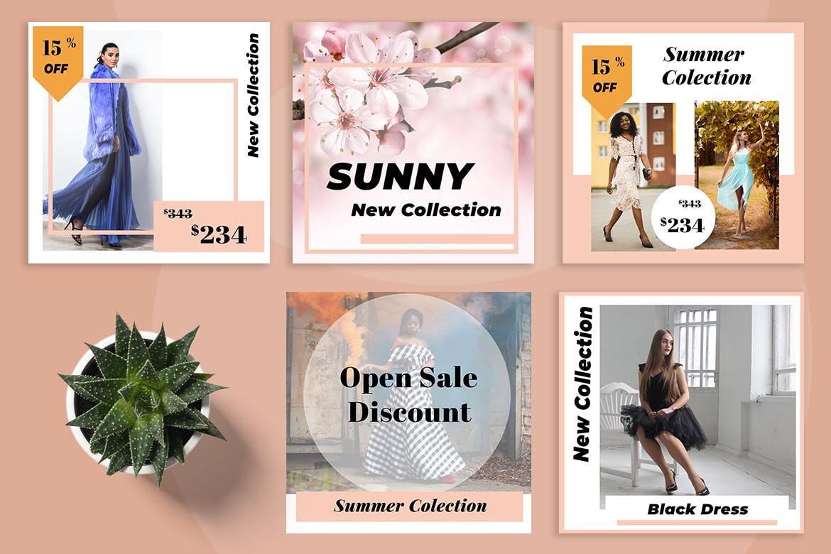 时尚服装社交促销广告设计模板16图库精选 Sunny Social Media Kit插图(1)