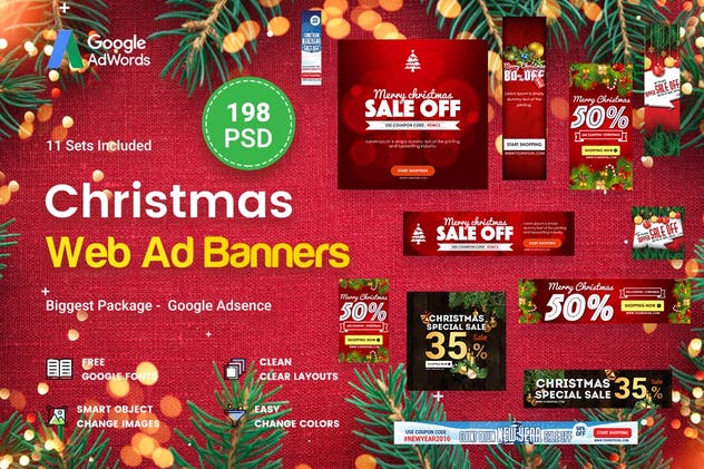 198个圣诞节主题广告Banner模板素材库精选 Christmas Banners Ad – 198 PSD插图(1)