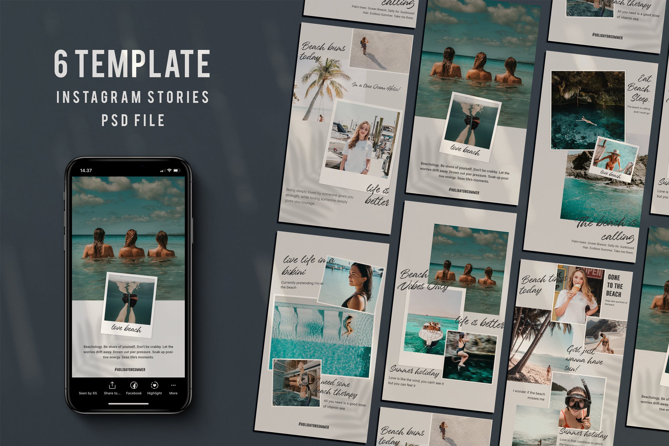 Instagram社交海滩主题品牌故事设计模板16设计网精选 Beach Instagram stories插图