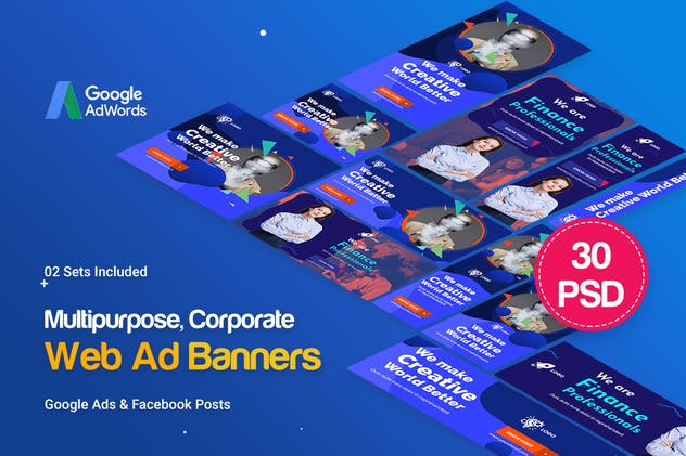 多用途Google&Facebook广告模板套装 Multipurpose, Business, Startup Banners Ad插图(1)