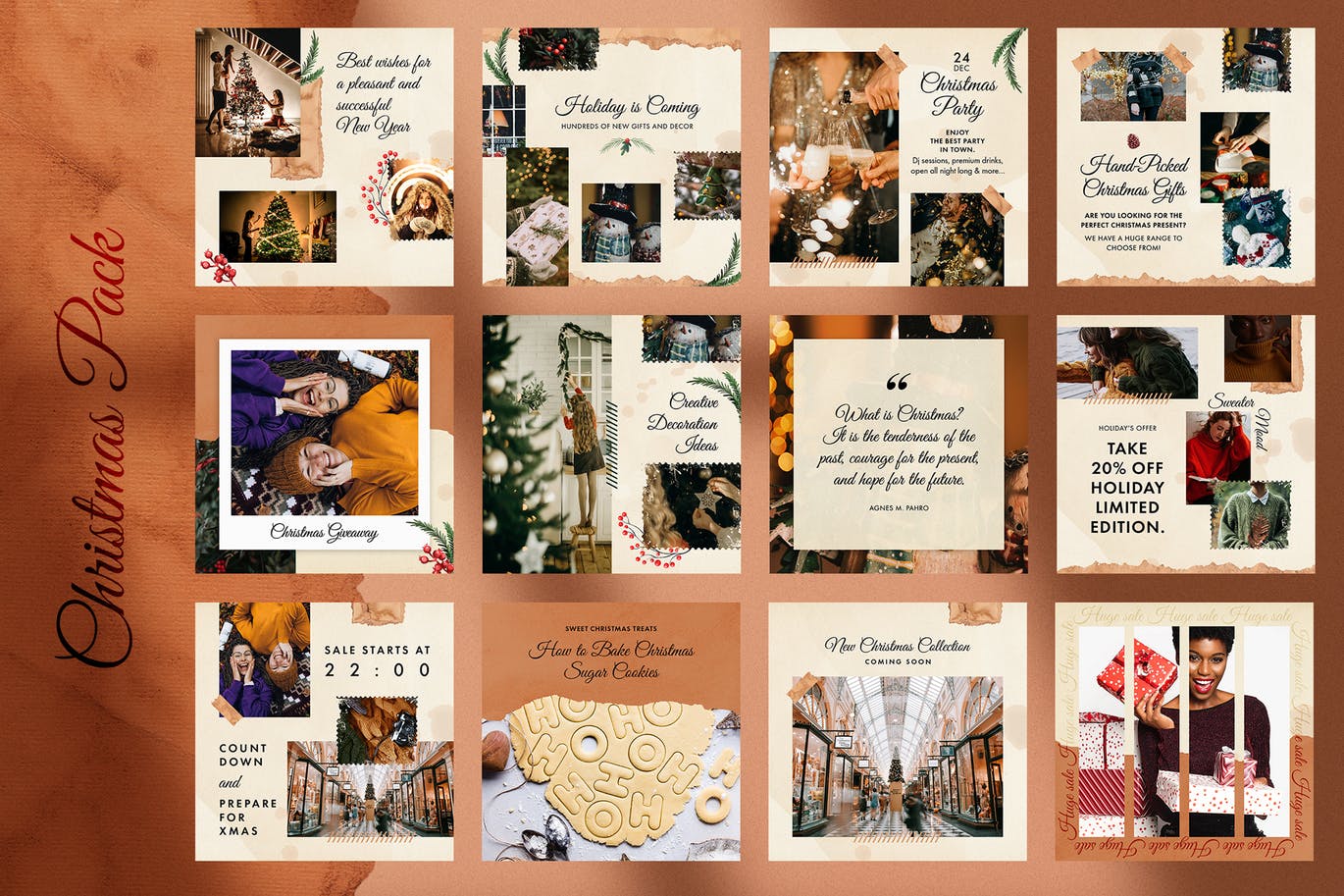 圣诞节主题风格Instagram社交推广素材包 Christmas Instagram Pack插图(3)