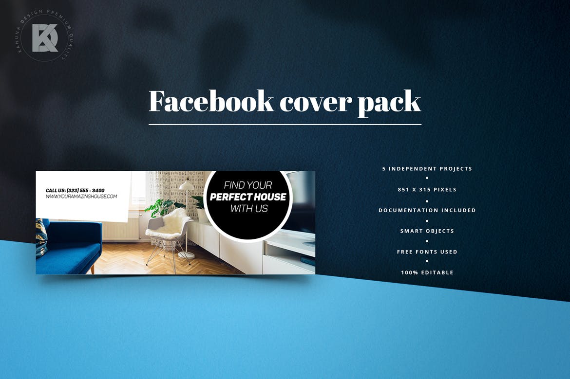 房地产商社交推广Facebook主页封面设计模板素材库精选 Real Estate Facebook Cover插图(5)