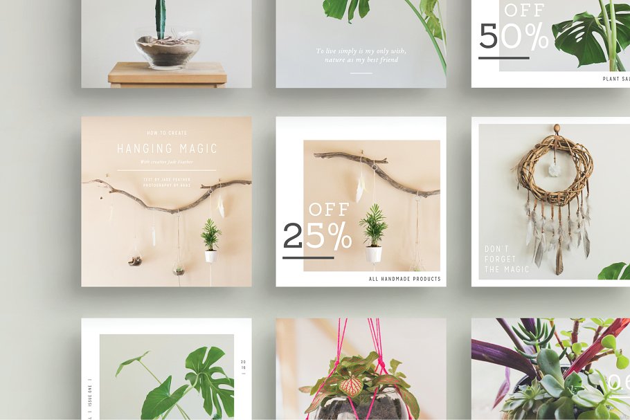 植物盆栽主题社交媒体贴图模板16图库精选[Instagram版本] NATURALIS Instagram Pack插图(8)