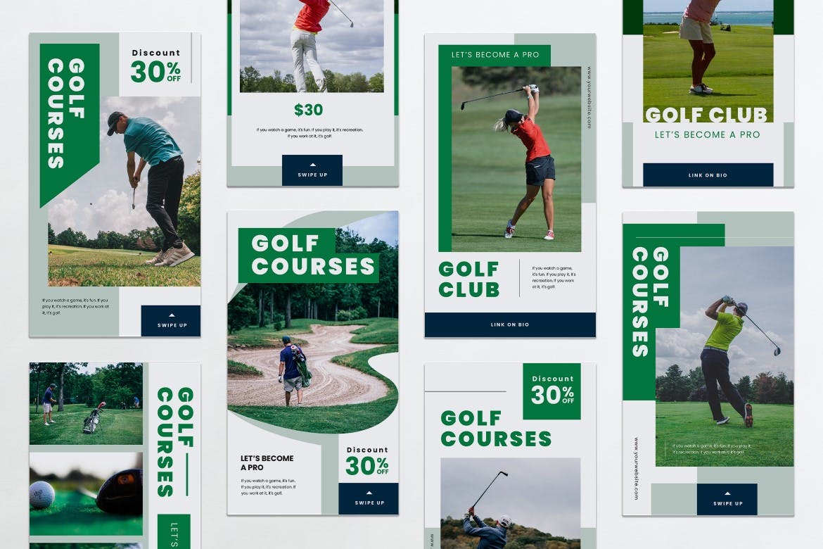高尔夫球场/俱乐部Instagram社交媒体品牌故事推广PSD&AI模板素材库精选 Golf Competition Instagram Stories PSD & AI插图(1)