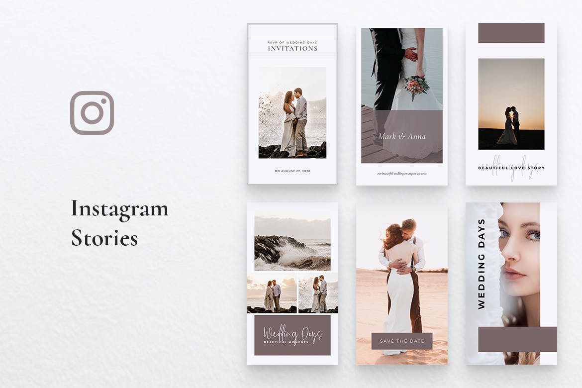 优雅风格婚礼主题Instagram社交素材 ELEGANT Wedding Instagram Stories插图(2)