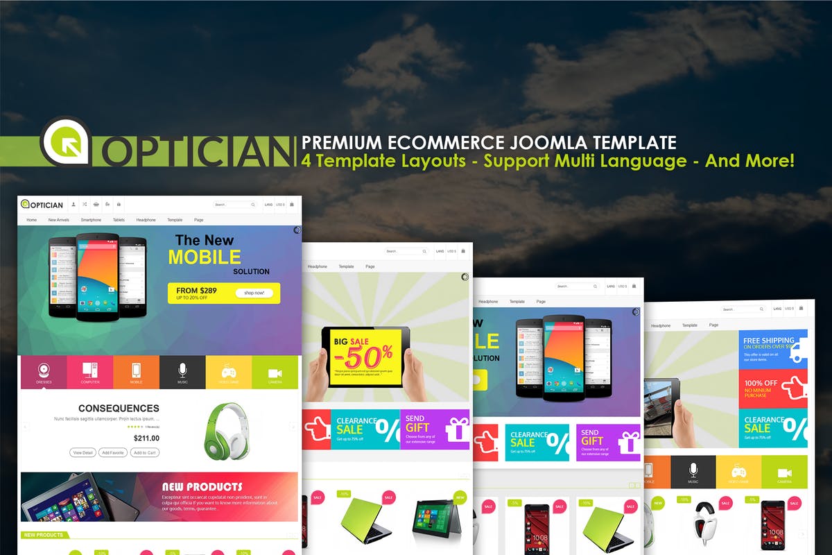 现代设计风格电脑数码类电商网站Joomla主题模板16设计网精选 Vina Optician – Premium eCommerce Joomla Template插图
