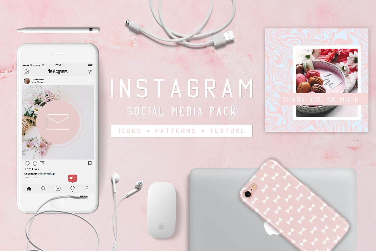 可爱的多元素社交媒体Instagram图标包插图
