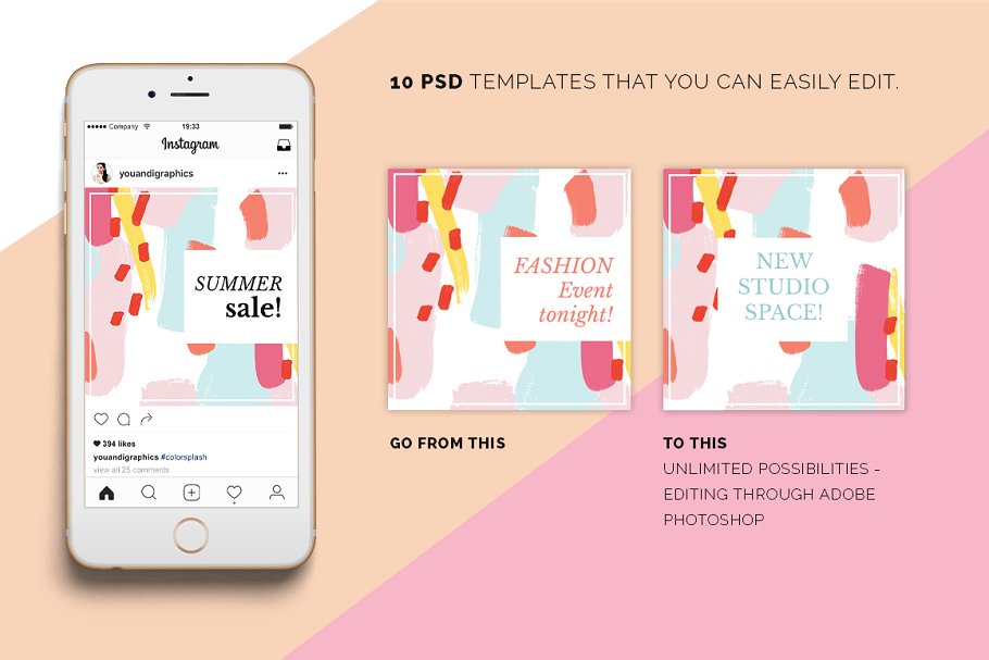 多彩新媒体社交媒体贴图模板16设计网精选 Colorful Instagram Templates插图(6)
