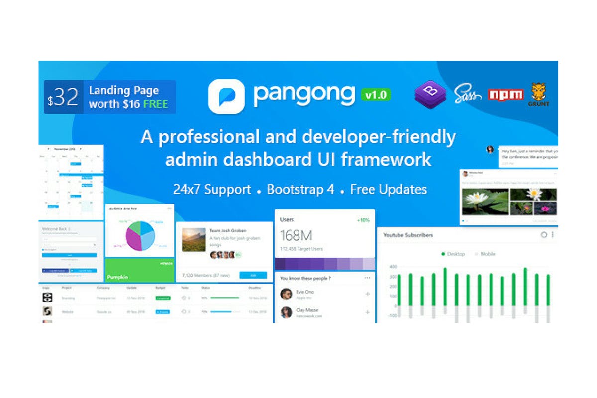 基于Bootstrap&Sass框架的网站管理系统模板非凡图库精选 Pangong – Developer-friendly Bootstrap 4 Admin插图