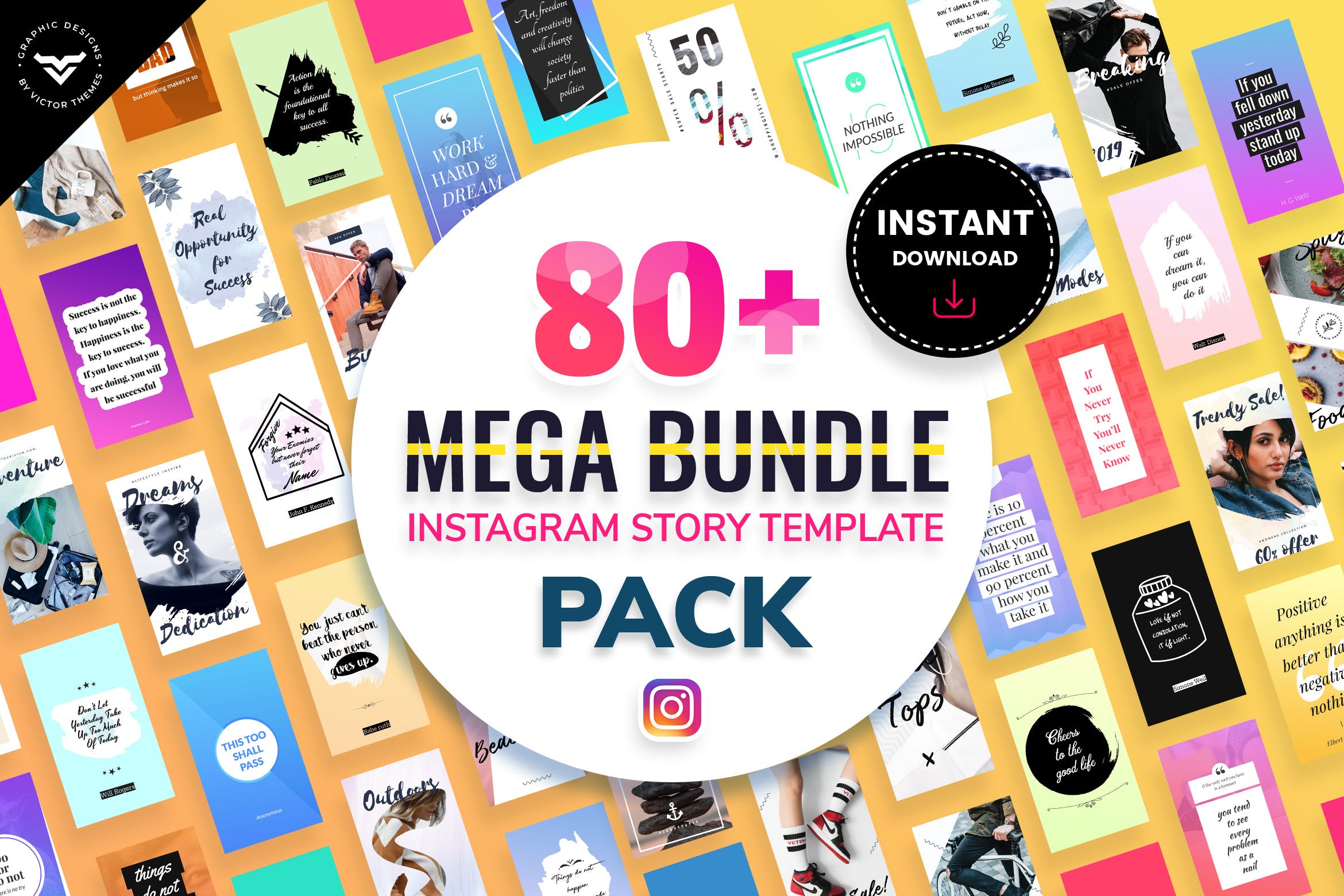 80+Instagram社交网站品牌故事设计模板素材库精选 Mega Bundle Instagram Stories Template插图