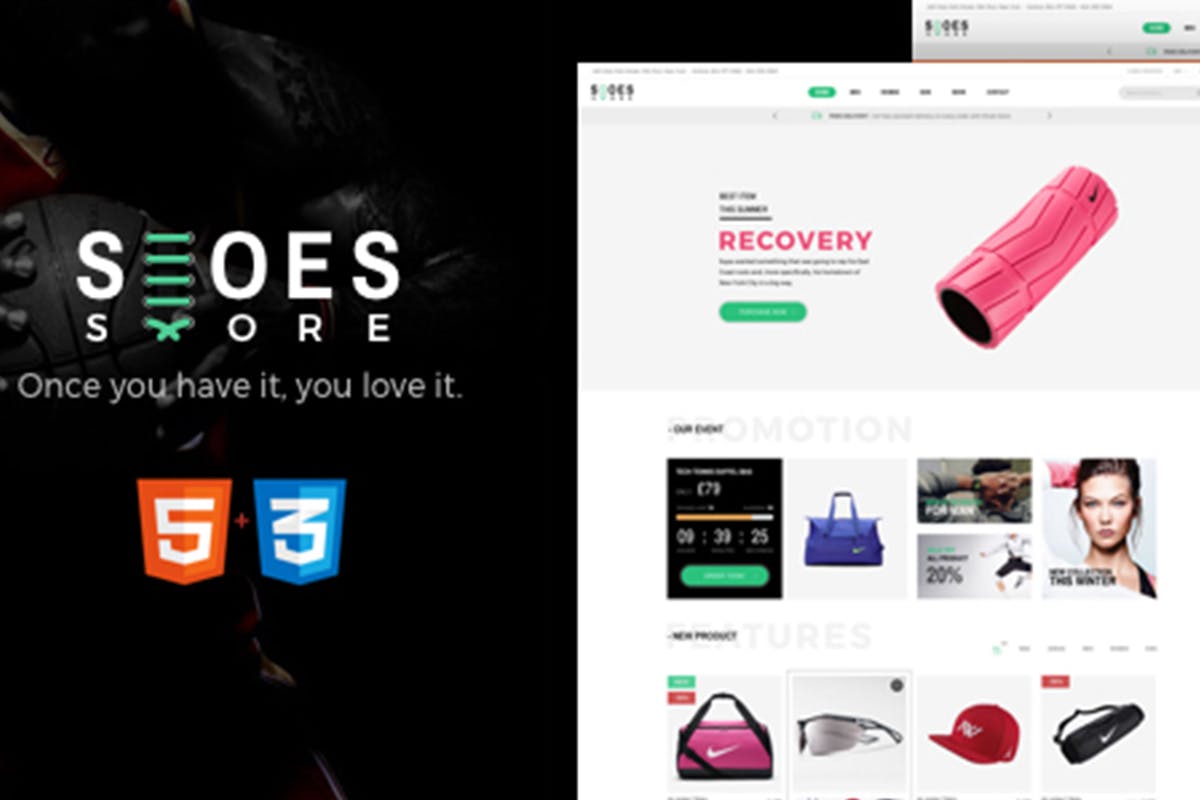 鞋帽运动装备电商网站HTML模板素材库精选 Shoes – eCommerce HTML5 Template插图
