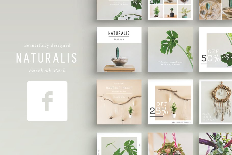 简约现代风格 Facebook 贴图模板16设计网精选 NATURALIS Facebook Pack插图