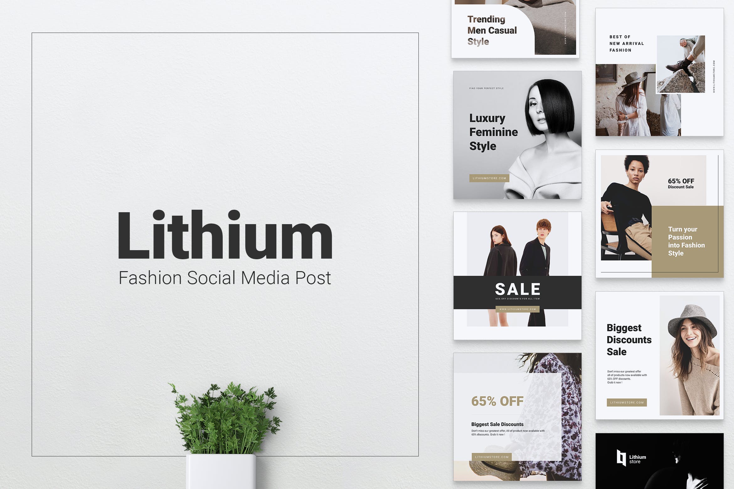 高端时尚品牌社交平台促销推广设计素材 LITHIUM Fashion Social Media Post插图