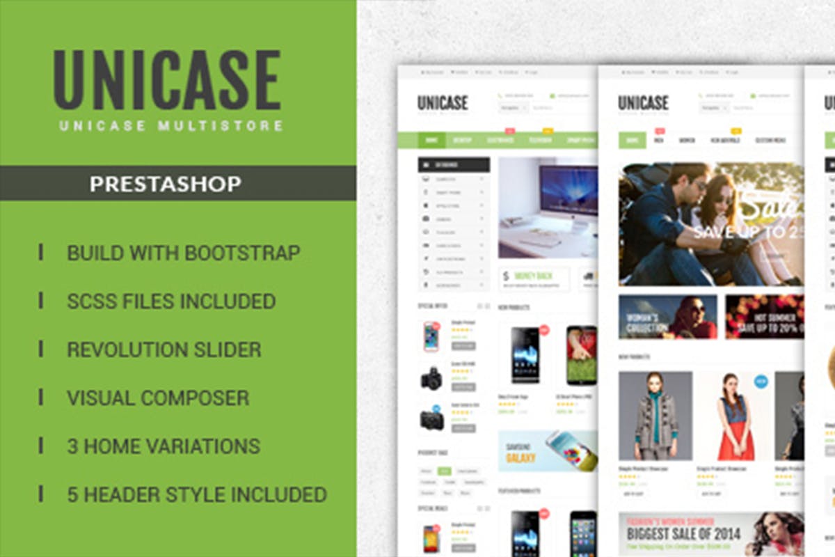 响应式网上商城Prestashop主题模板素材库精选 Unicase Responsive Prestashop Theme插图