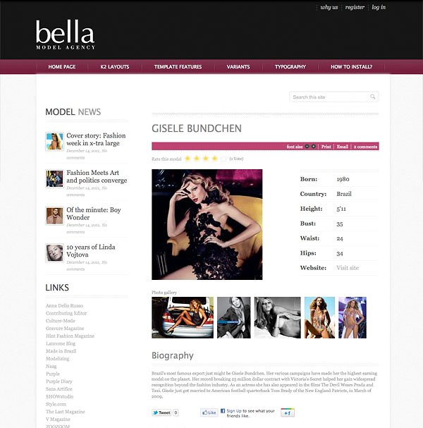 职业模特代理公司网站Joomla模板16设计网精选 Hot Model Agency插图(2)