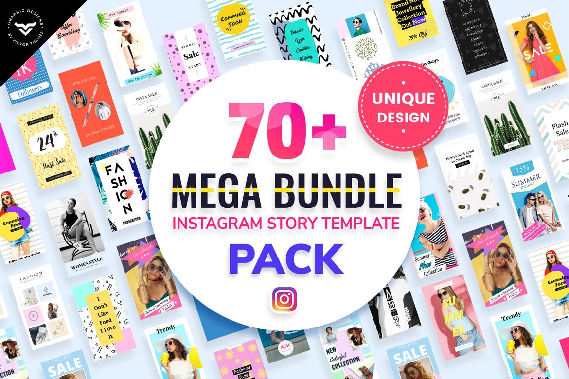 70+Instagram社交网站品牌推广广告设计模板16设计网精选合集 Instagram Stories Mega Bundle Templates插图(1)