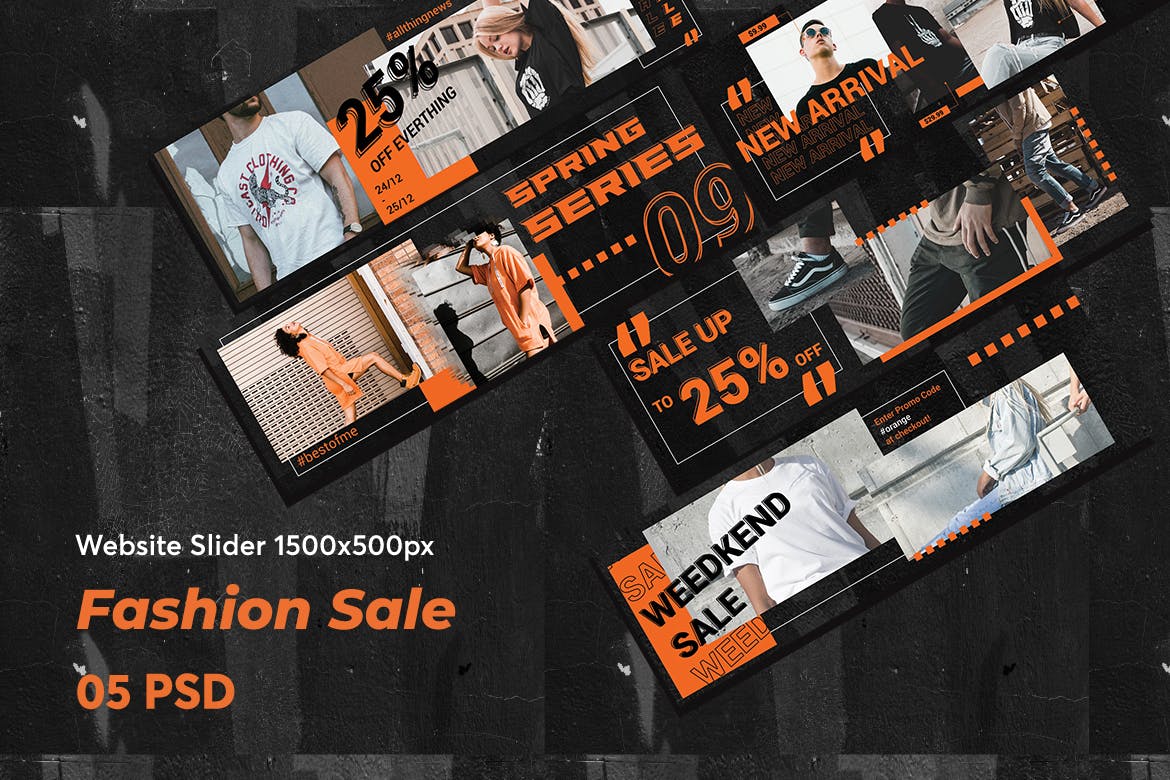 时尚促销网站广告Banner图设计模板 Creative Fashion Sale Website Slider插图(1)