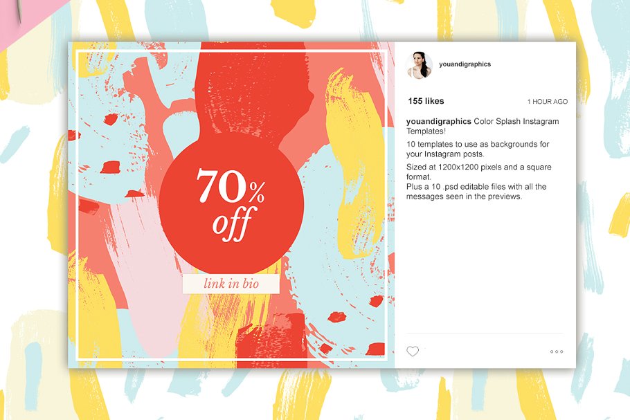 多彩新媒体社交媒体贴图模板素材库精选 Colorful Instagram Templates插图(2)