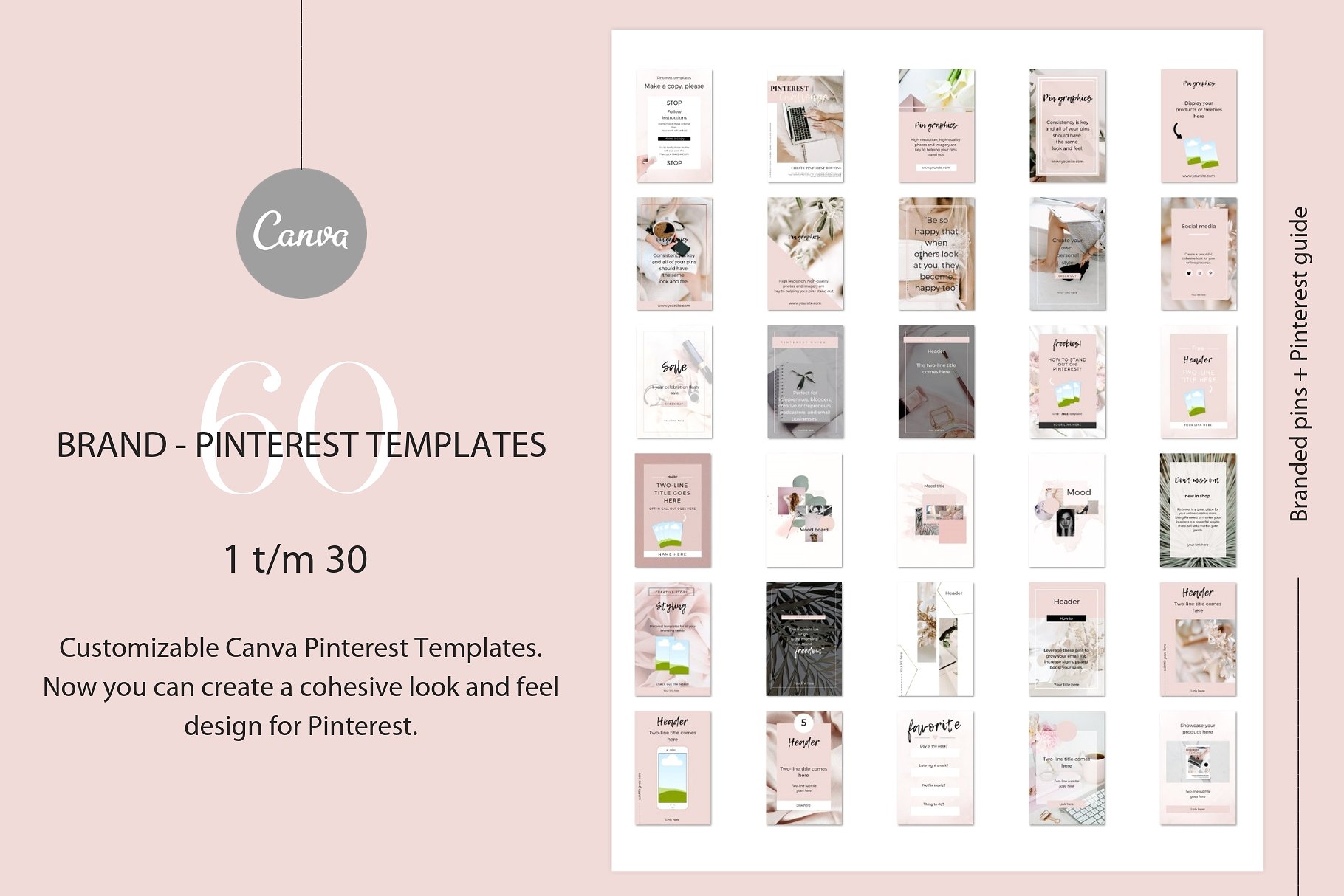 高品质的品牌社交媒体宣传Canva模板素材库精选 Branded pins + Pinterest guide [jpg,pdf]插图(3)