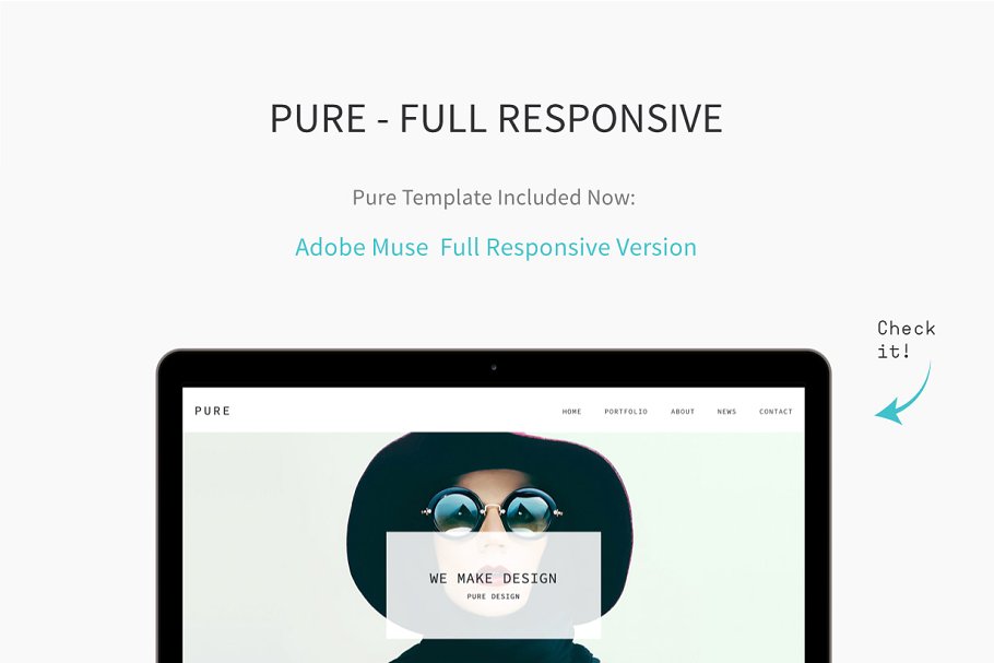 创意工作室个人博客Muse网站模板素材库精选 Pure – Full Responsive Muse Template插图(1)
